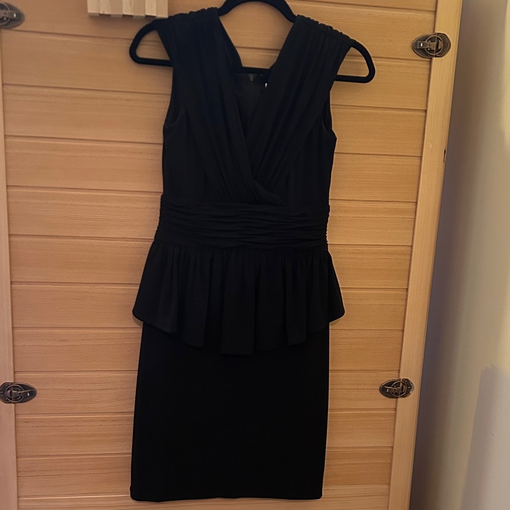 Jessica Simpson Black Peplum V-Neck Midi Dress